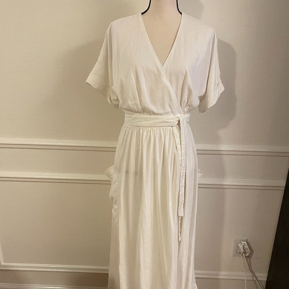 Urban Outfitters Dresses & Skirts - UO White Linen Maxi Wrap Dress size S